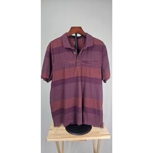 Toad & Co Organic Cotton Striped Polo Shirt Men’s L - Sustainable Casual Wear